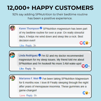 SPNutrition product reviews on a light blue background